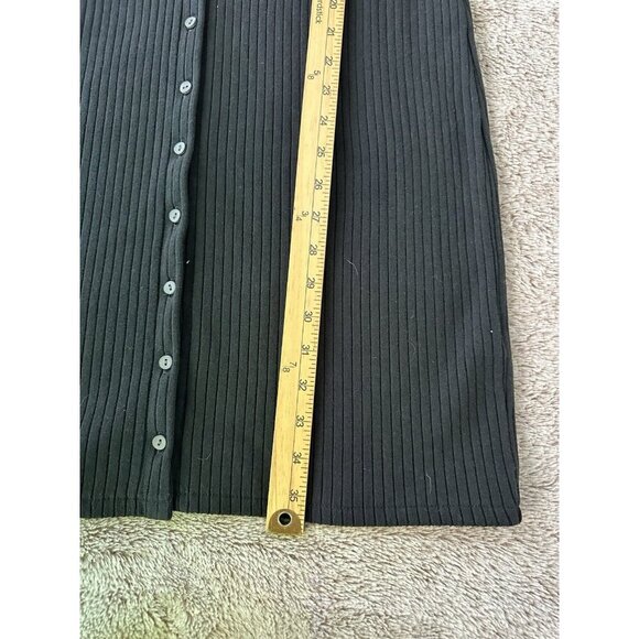 Madewell Dress Size M Button Front Ribbed Knit Mini Black Cotton Blend - Picture 10 of 12